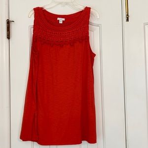J. Jill crochet detail sleeveless orange top